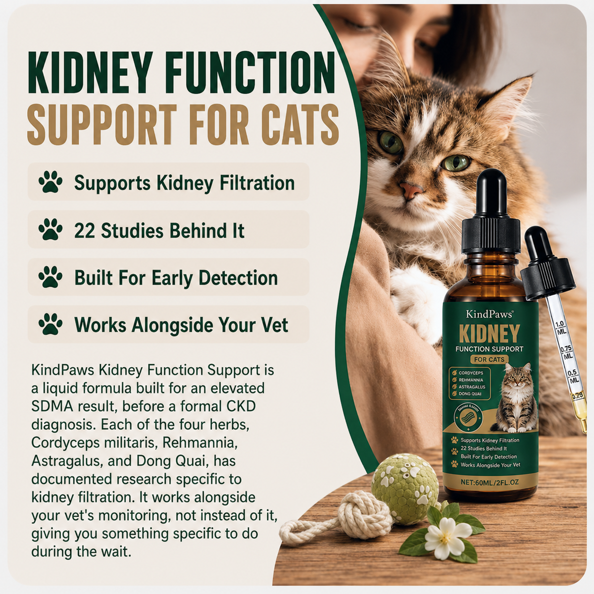 KindPaws™ Kidney Function Support For Cats